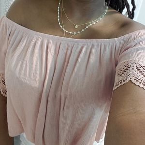 Pink Over the Shoulder Top
